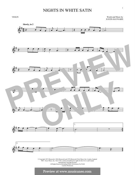 Nights in White Satin (The Moody Blues): Für Violine by Justin Hayward