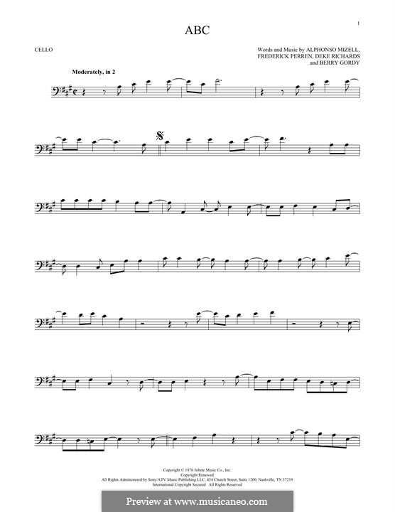 ABC (The Jackson 5): Für Cello by Alphonso Mizell, Berry Gordy, Deke Richards, Freddie Perren