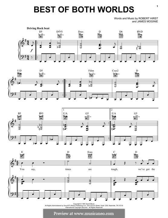 Best of Both Worlds (Midnight Oil): Für Stimme und Klavier (oder Gitarre) by Jim Moginie, Robert Hirst