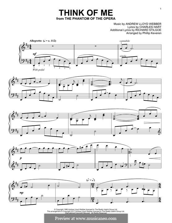 Think of Me: Für Klavier by Andrew Lloyd Webber