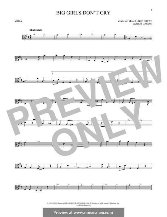 Big Girls Don't Cry (Frankie Valli and The Four Seasons): For viola by Bob Crewe, Bob Gaudio