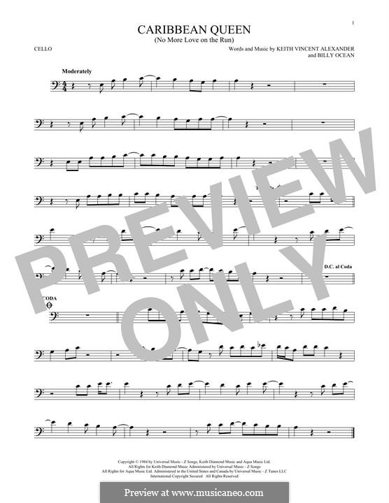 Caribbean Queen (No More Love on the Run): Für Cello by Keith Vincent Alexander