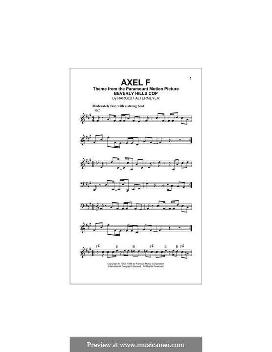 Axel F (from Beverley Hills Cop): Melodische Linie by Harold Faltermeyer