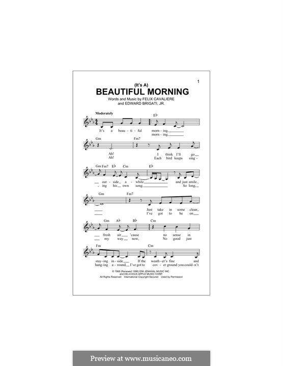 (It's A) Beautiful Morning (The Rascals): Melodische Linie by Edward Brigati Jr., Felix Cavaliere