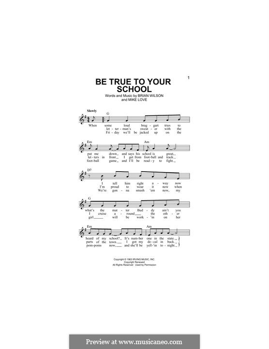 Be True to Your School (The Beach Boys): Melodische Linie by Brian Wilson, Mike Love
