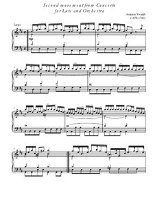 Concerto for Lute (or Mandolin) and Strings in D Major, RV 93: Teil II. Bearbeitung für Klavier by Antonio Vivaldi