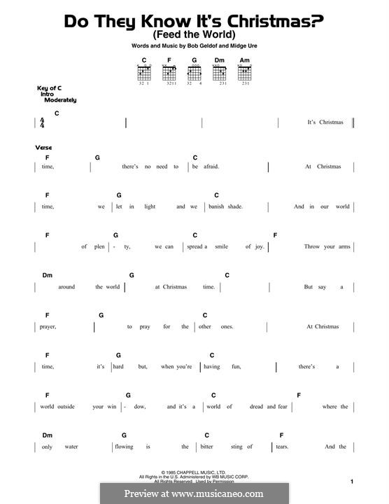 Do They Know It's Christmas? (Feed the World): Für Gitarre mit Tabulatur by Bob Geldof, Midge Ure