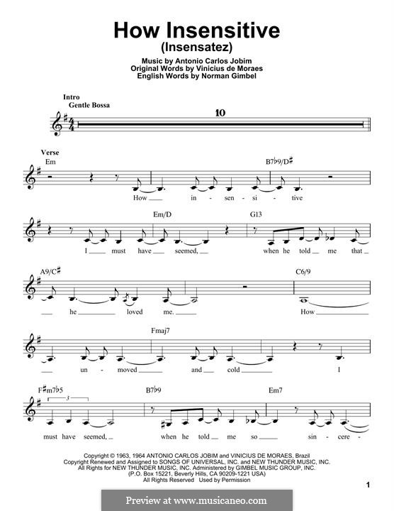 How Insensitive (Insensatez): Melodische Linie by Antonio Carlos Jobim