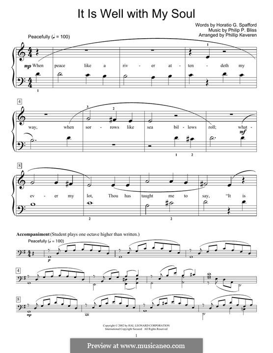 It Is Well with My Soul (Printable scores): Für Klavier by Philip Paul Bliss