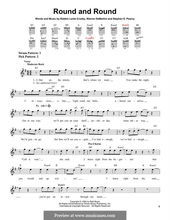 Round and Round (Ratt): Für Gitarre mit Tabulatur by Robbin Lantz Crosby, Stephen E. Pearcy, Warren DeMartini