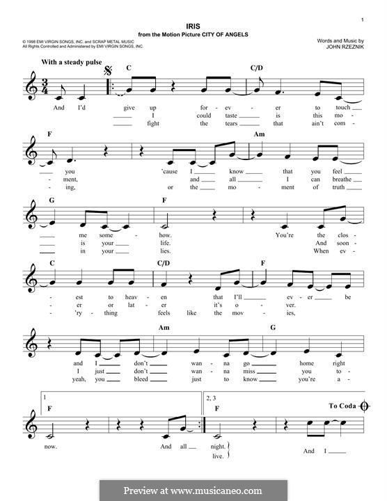 Iris (Goo Goo Dolls): Melodische Linie by John Rzeznik