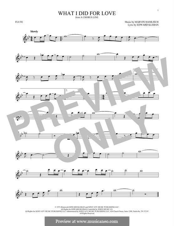 What I Did for Love (Priscilla Lopez): Für Flöte by Marvin Hamlisch
