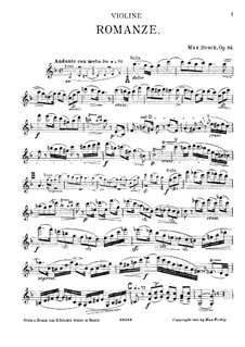 Romanze für Bratsche und Orchester, Op.85: Solostimme by Max Bruch