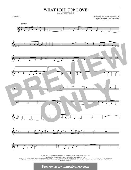What I Did for Love (Priscilla Lopez): Für Klarinette by Marvin Hamlisch