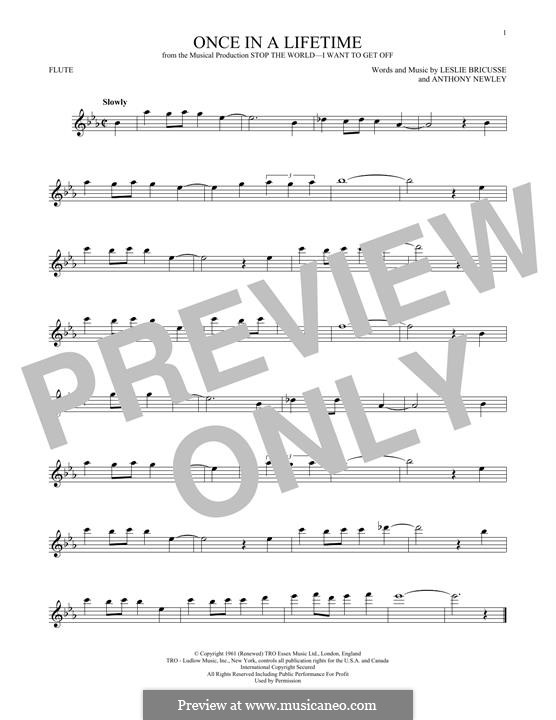 Once in a Lifetime (from the musical Stop the World - I Want to Get Off): Für Flöte by Anthony Newley