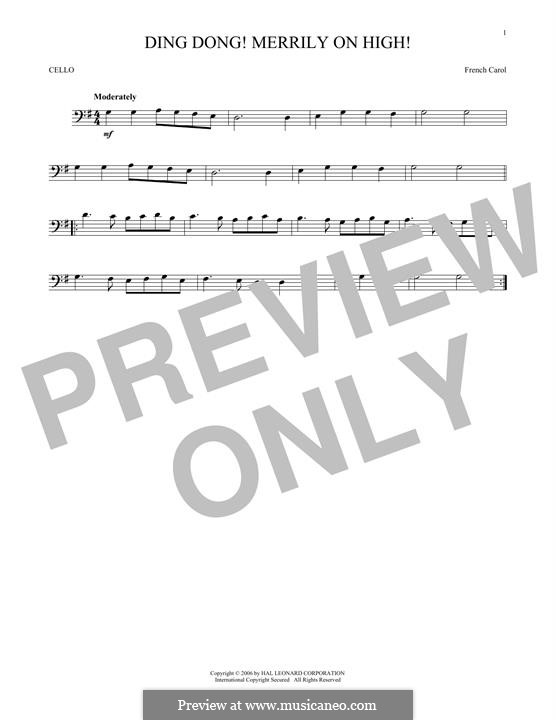 Ding Dong! Merrily on High (Printable Scores): Für Cello by folklore