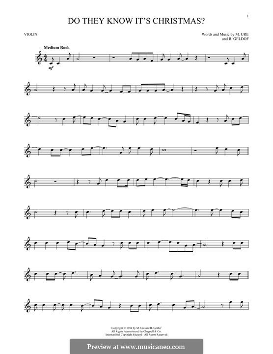 Do They Know It's Christmas? (Feed the World): Für Violine by Bob Geldof, Midge Ure
