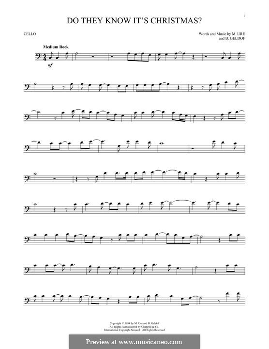 Do They Know It's Christmas? (Feed the World): Für Cello by Bob Geldof, Midge Ure