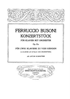 Konzertstück für Klavier und Orchester, BV 236 Op.31a: Version für zwei Klaviere, vierhändig – Klavierstimme II by Ferruccio Busoni