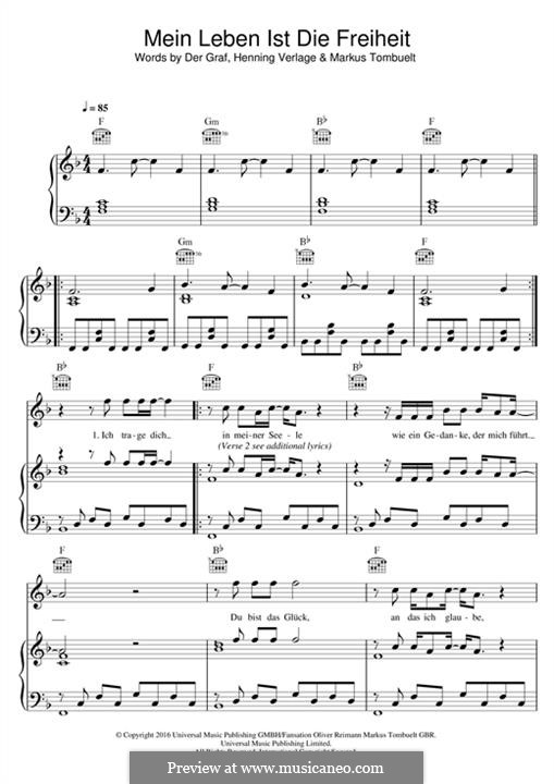 Mein Leben ist die Freiheit (Unheilig) von Der Graf, H. Verlage, M. Tombuelt auf MusicaNeo Mein Leben ist die Freiheit (Unheilig) von Der Graf, H. Verlage, M. Tombuelt auf MusicaNeo