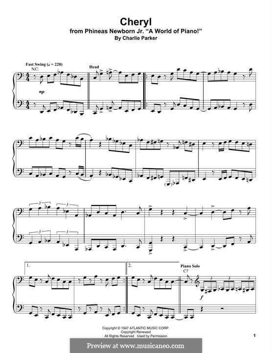 Cheryl: Für Klavier by Charlie Parker