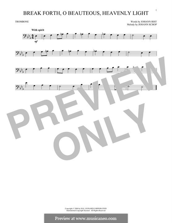 Brich an, du schönes Morgenlicht: For trombone by Johann Schop