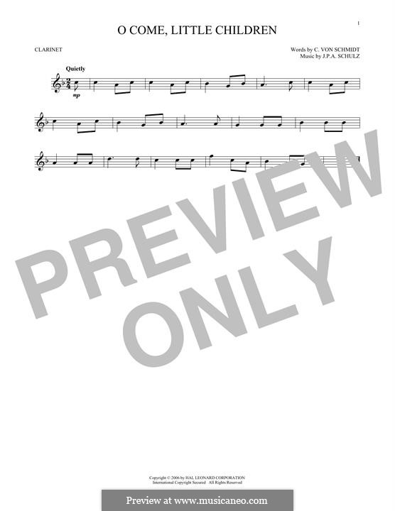 O Come, Little Children: Für Klarinette by Johann Abraham Schulz