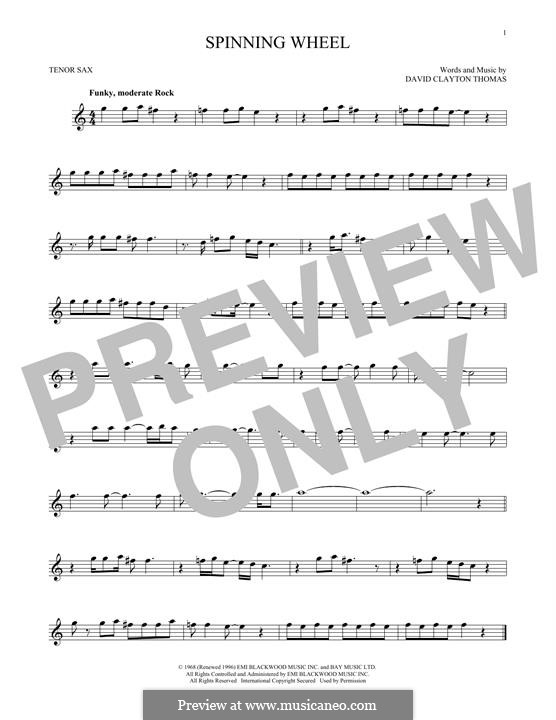 Spinning Wheel (Blood, Sweat & Tears): Für Tenorsaxophon by David Clayton Thomas