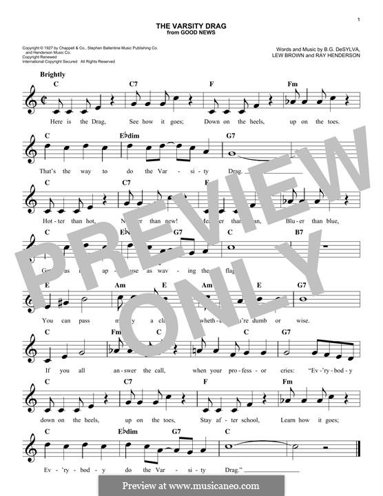 The Varsity Drag: Melodische Linie by Buddy Gard DeSylva, Ray Henderson, Lew Brown