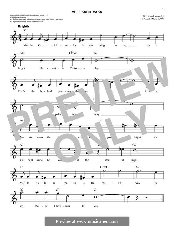 Mele Kalikimaka: Melodische Linie by Robert Alexander Anderson