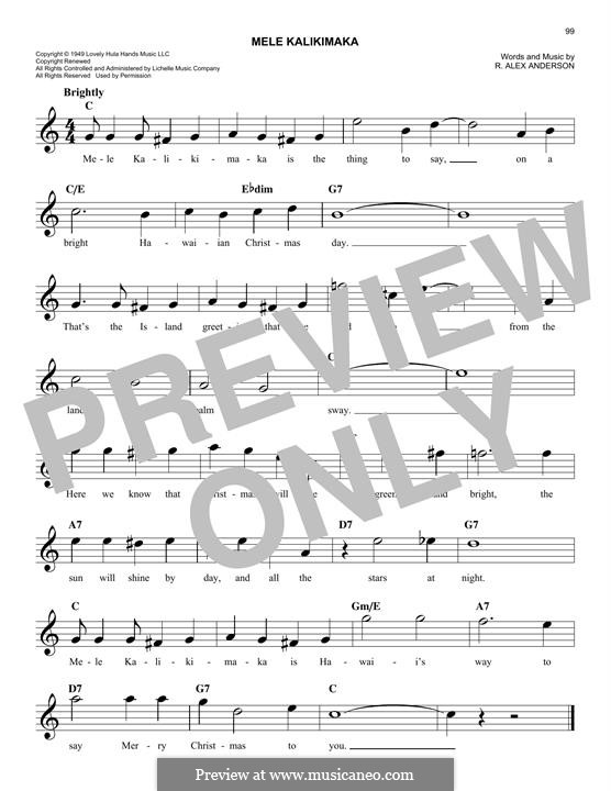 Mele Kalikimaka: Melodische Linie by Robert Alexander Anderson