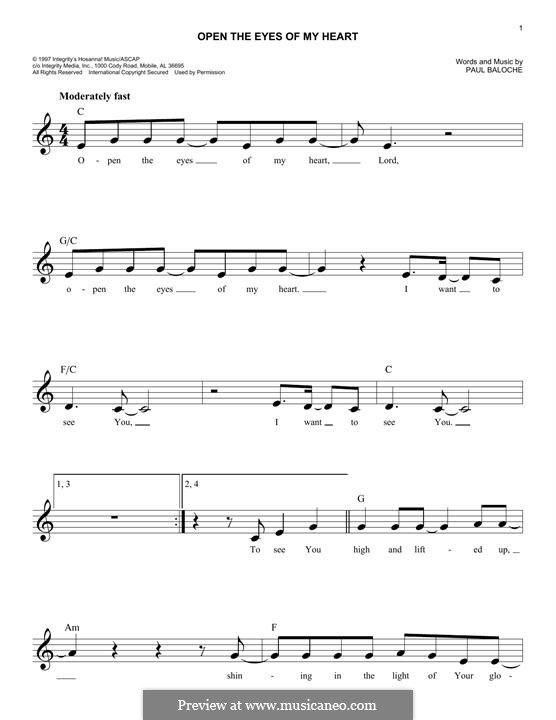 Open The Eyes Of My Heart Noten Open the Eyes of My Heart von P. Baloche - Noten auf MusicaNeo