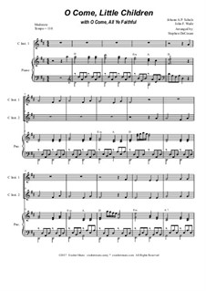 O Come, Little Children with O Come, All Ye Faithful: Duet for C-instruments by Johann Abraham Schulz, John Francis Wade