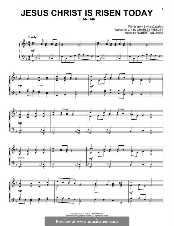 Jesus Christ Is Risen Today: Für Klavier by Robert Williams