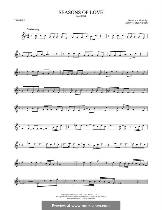 Seasons of Love (from Rent): Für Trompete by Jonathan Larson