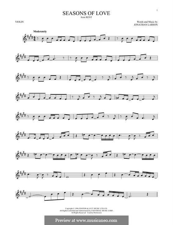 Seasons of Love (from Rent): Für Violine by Jonathan Larson