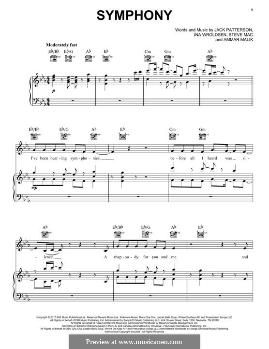 Symphony (Clean Bandit): Für Stimme und Klavier (oder Gitarre) by Ammar Malik, Ina Wroldsen, Steve Mac, Jack Patterson