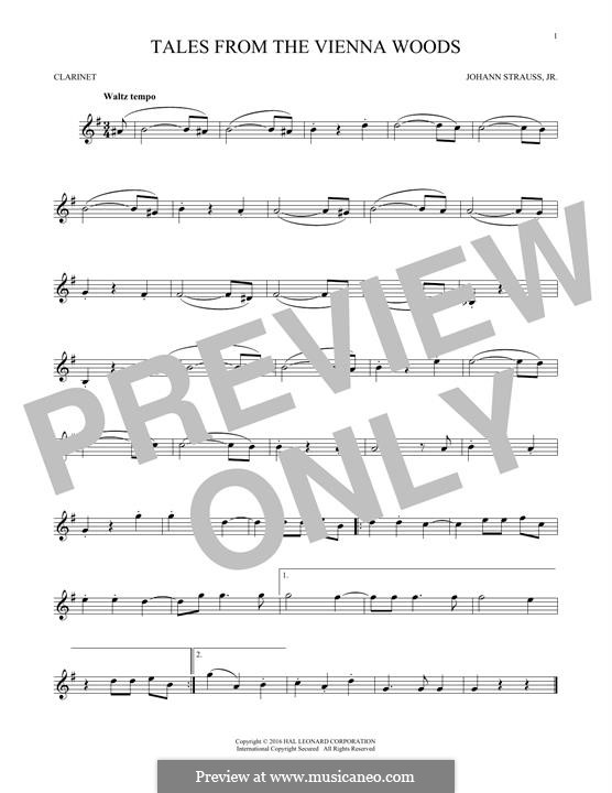 Geschichten aus dem Wienerwald, Op.325: For clarinet (fragment) by Johann Strauss (Sohn)