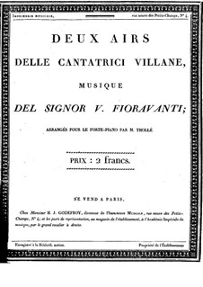 The Boorish Singers. Two Airs: Arrangement for voice and piano by Valentino Fioravanti