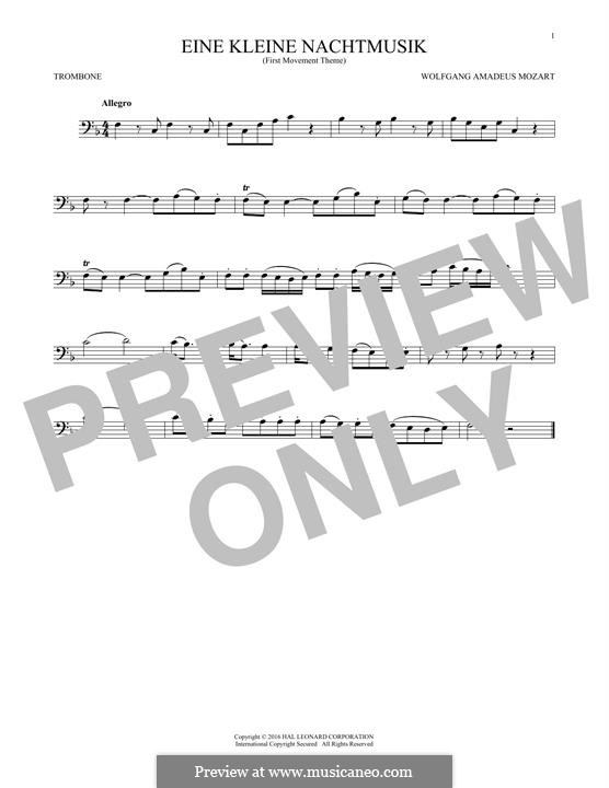 Allegro: Excerpt, for trombone by Wolfgang Amadeus Mozart
