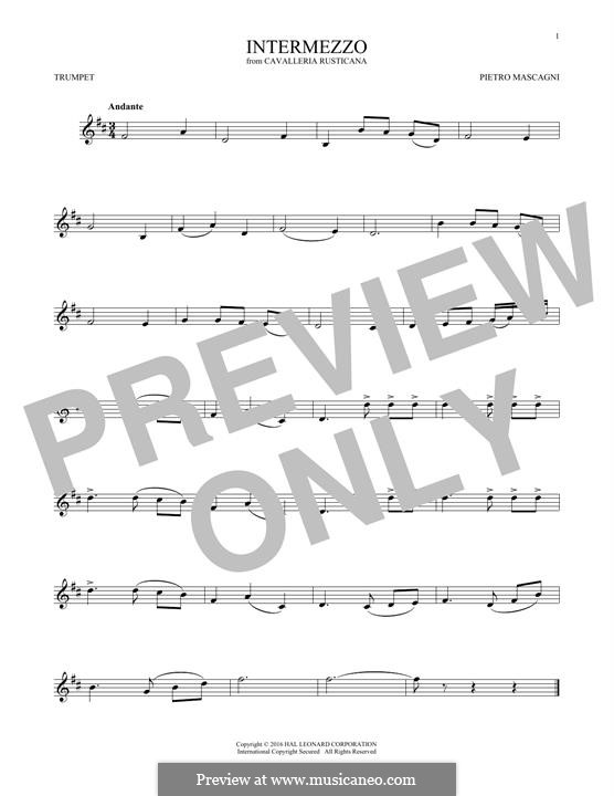 Cavaleria rusticana: Intermezzo, for trumpet by Pietro Mascagni