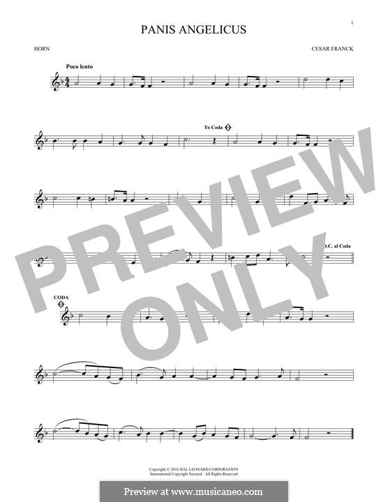 Panis Angelicus (O Lord Most Holy), Printable Scores: For horn by César Franck