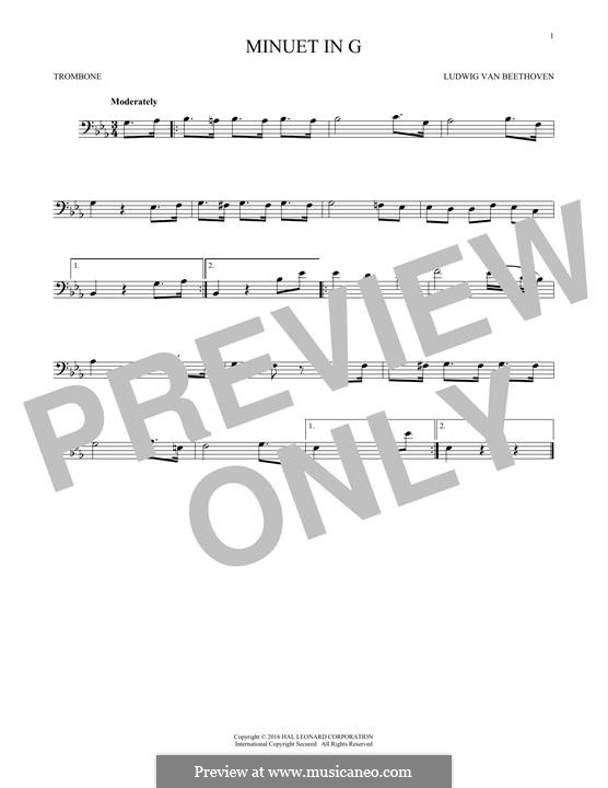 Nr.4 Menuett in G-Dur, BWV Anh.114: For trombone by Johann Sebastian Bach
