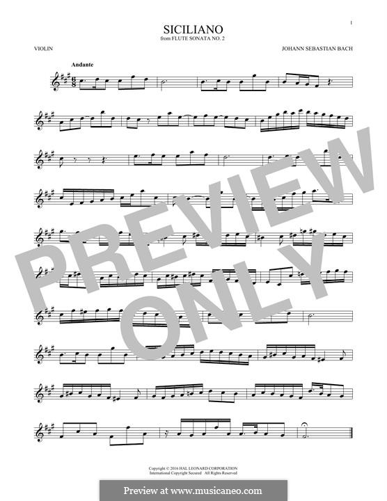 Sonate für Flöte und Cembalo Nr.2 in Es-Dur, BWV 1031: Siciliano. Arrangement for violin by Johann Sebastian Bach