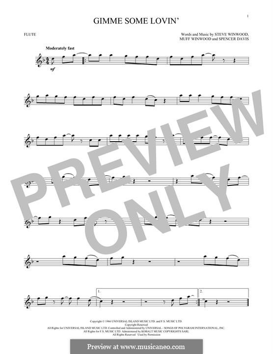 Gimme Some Lovin' (The Spencer Davis Group): Für Flöte by Muff Winwood, Spencer Davis, Steve Winwood