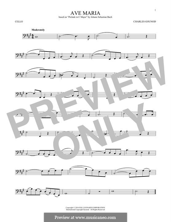 Ave Maria (Printable Sheet Music): Für Cello by Johann Sebastian Bach, Charles Gounod