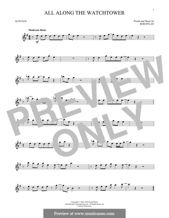 All Along the Watchtower: Für Altsaxophon by Bob Dylan