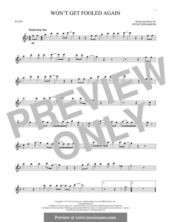 Won't Get Fooled Again (The Who): Für Flöte by Peter Townshend
