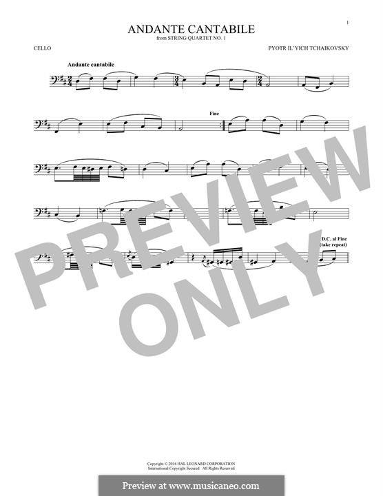 Teil II: Arrangement for cello (fragment) by Pjotr Tschaikowski