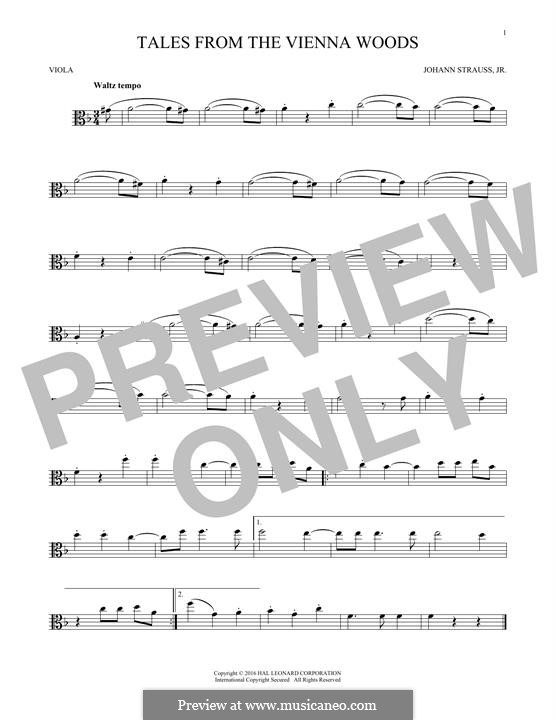 Geschichten aus dem Wienerwald, Op.325: For viola (fragment) by Johann Strauss (Sohn)